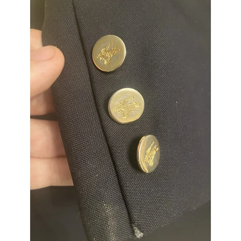 Vintage Burberrys Blazer Mens 42R Navy Blue Wool Sport Coat Jacket Gold Buttons